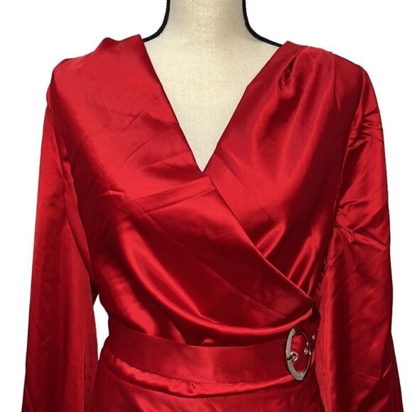 FTF Belted Satin Mini Dress With Tassels - Picture 8 of 14